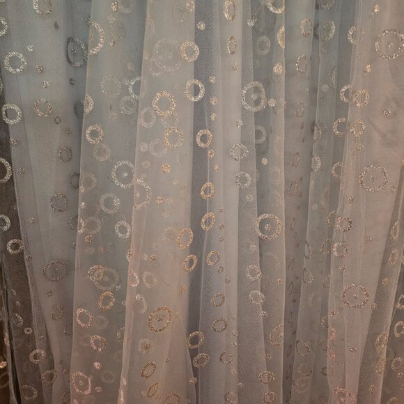 Unique Vintage Blue & Silver gritter Circles pleated Hilty Skirt Sz 5X - Picture 3 of 7